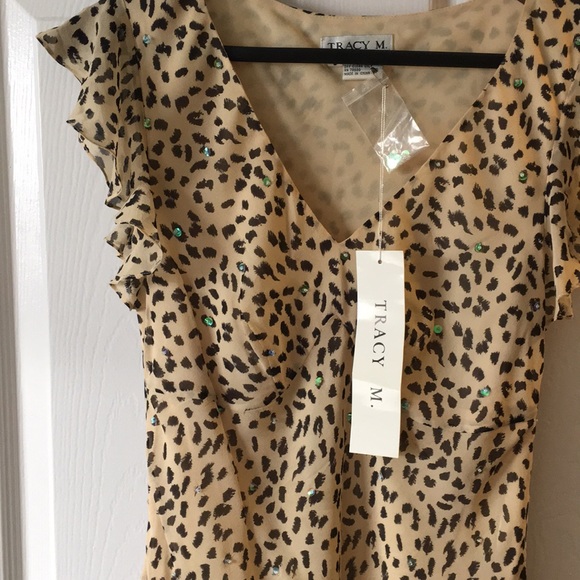 NWT Tracy M silk cheetah print midi dress (size 6) - Picture 3 of 5